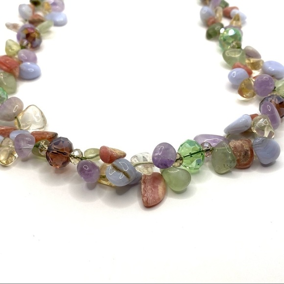 Necklace Natural Stones and Faceted Glass Crystal Beads Sterling Silver … - Picture 3 of 13
